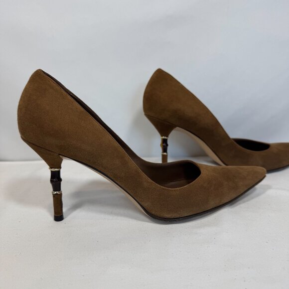 GUCCI NUTMEG BROWN PUMPS w/BAMBOO HEEL ACCENT– SIZE 8.5B - Picture 8 of 15